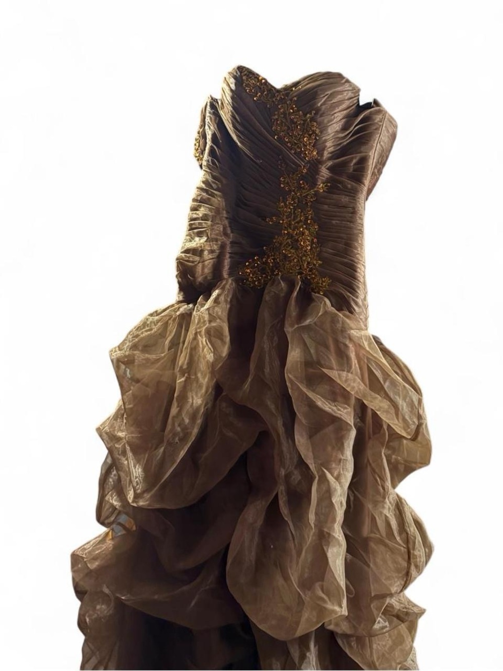 Brown Ruffle Prom Dress